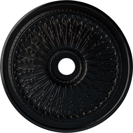 Ekena Millwork Oakleaf Ceiling Medallion (Fits Canopies up to 6 1/4"), 29 1/8"OD x 3 5/8"ID x 1"P, Jet Black CM29OABLF